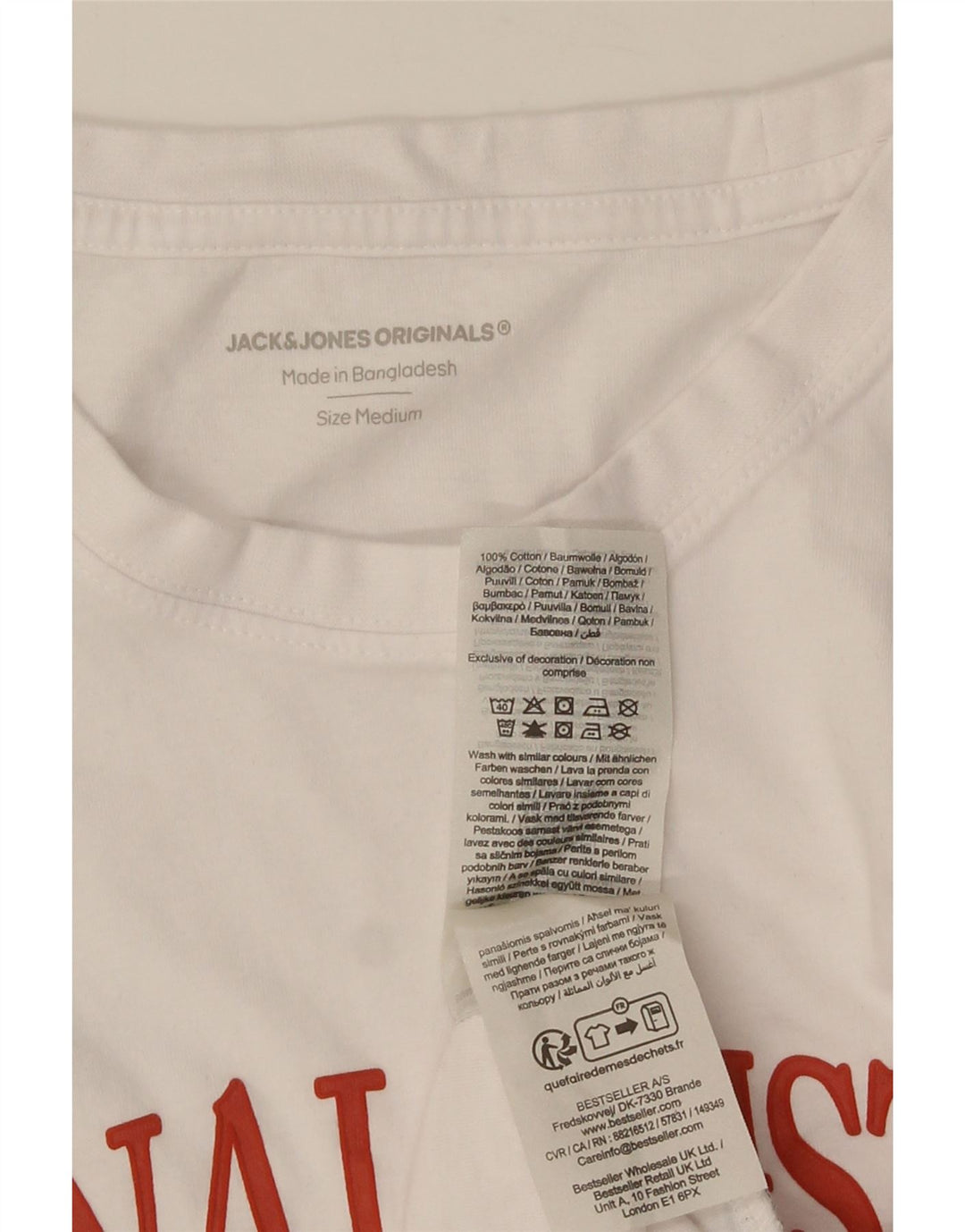 Jack & Jones Herre grafisk T-shirt Top Medium Hvid Bomuld
