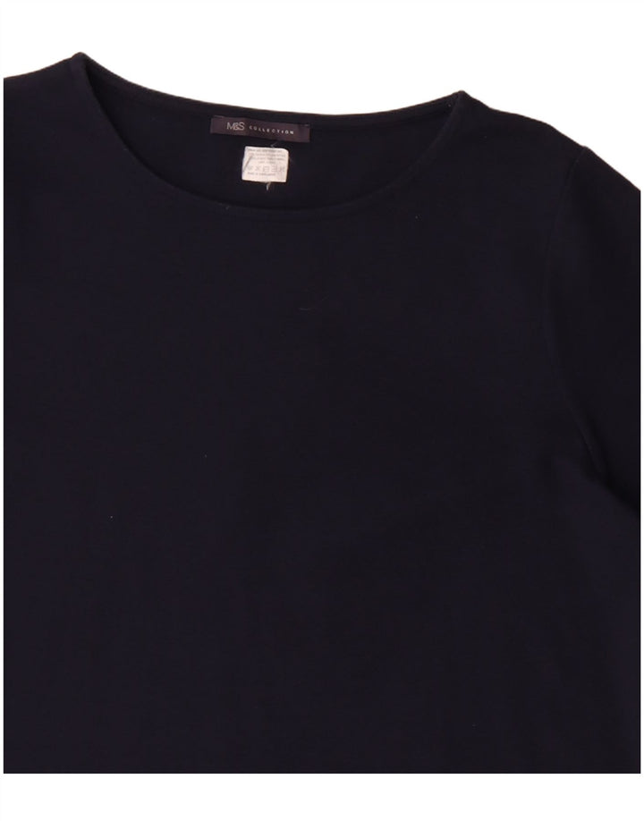 Marks & Spencer Dame 3/4-ærmet Basic Dress UK 16 Large Navy Blue Classic