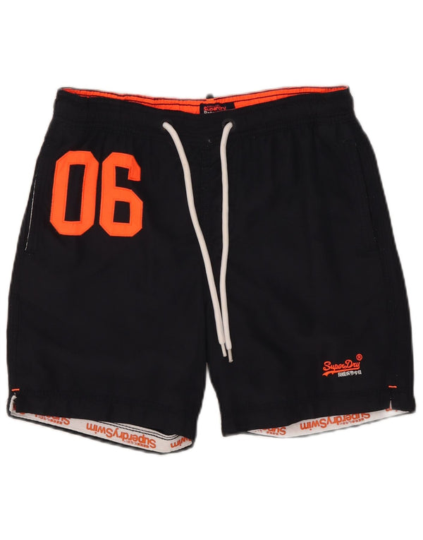 Superdry grafiske svømmeshorts til kvinder UK 10 Små marineblå polyester