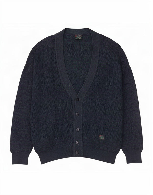 Paco Calvari Herre Cardigan Sweater IT 54/56 XL Marineblå Geometrisk