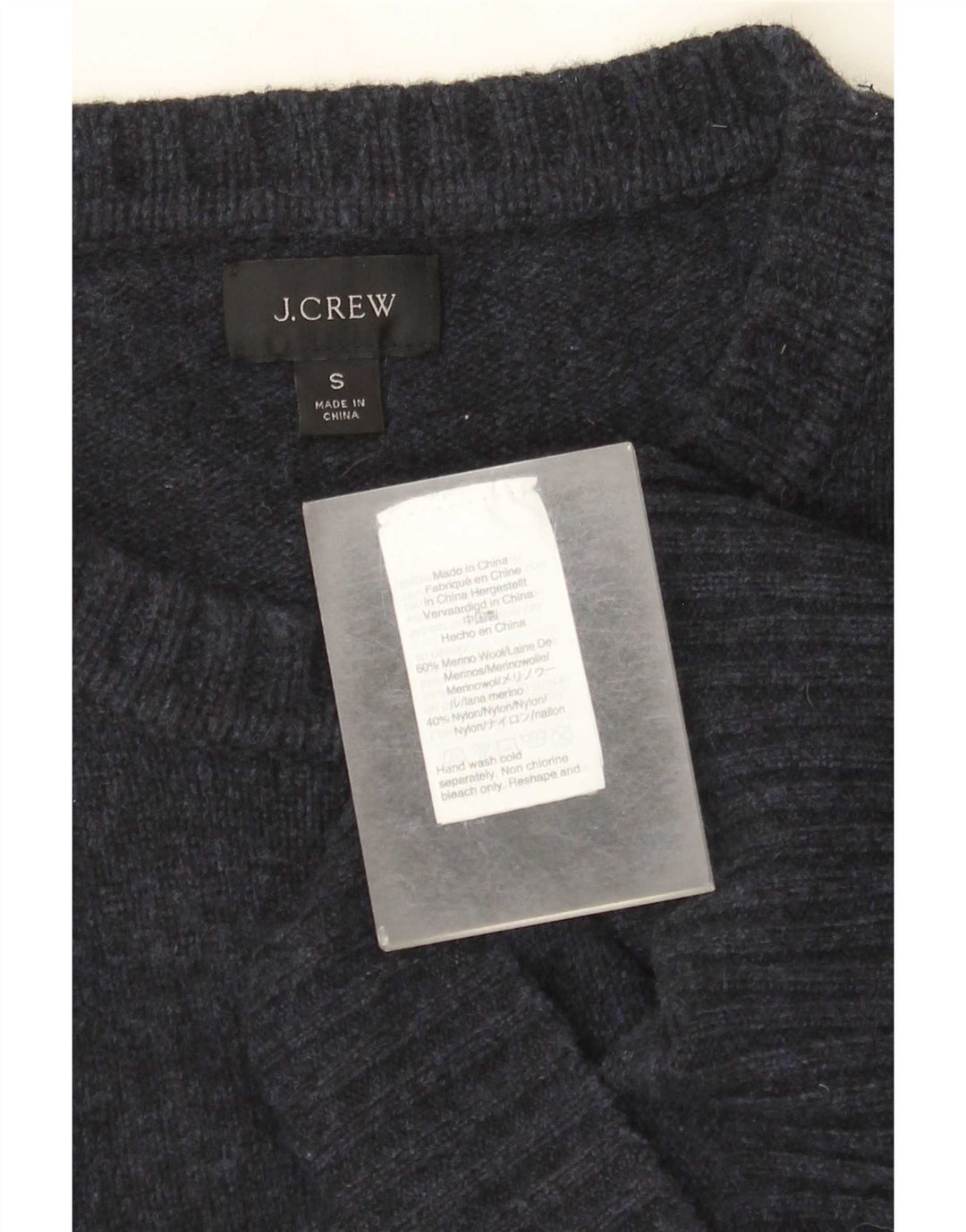 J. Crew Herre Regular Fit Neck Jumper Sweater Small Navy Blue Flecked