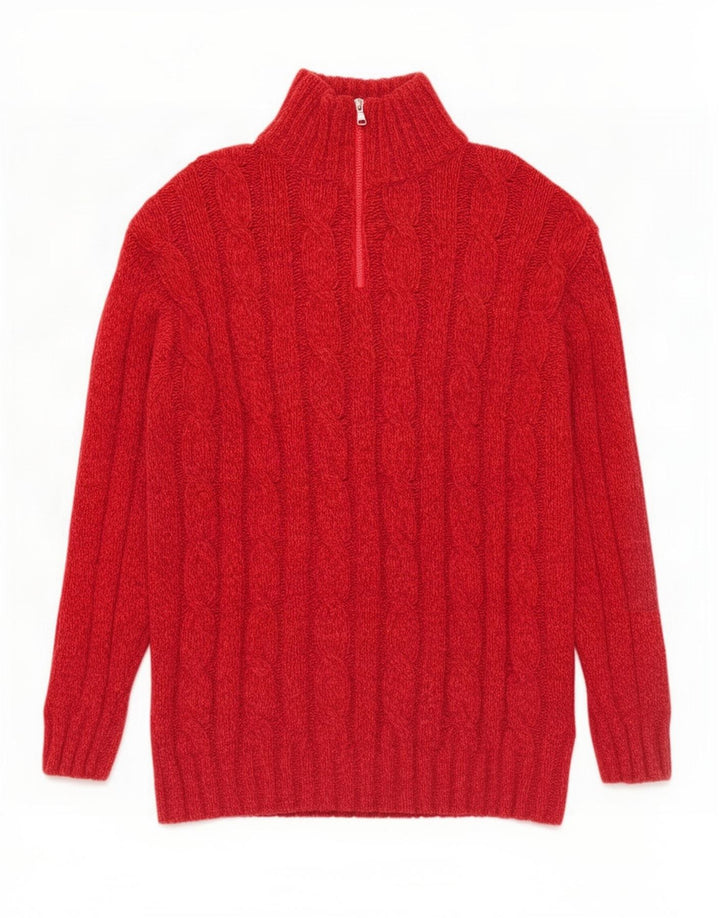 Vintage herre lynlås trøje sweater stor rød uld