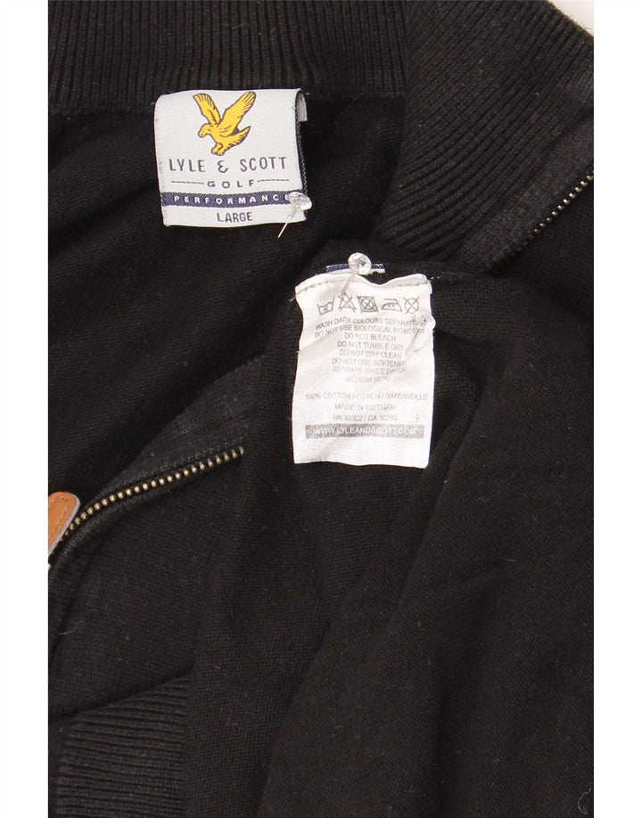 Lyle & Scott Herre trøje med lynlåshals Stor sort bomuld