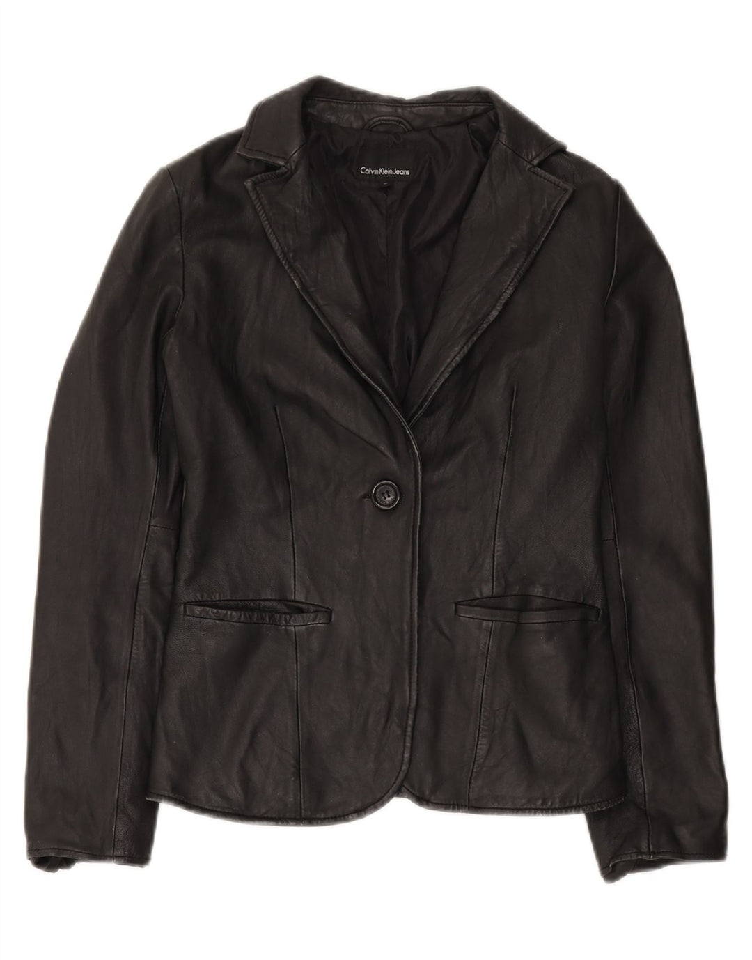Calvin Klein Jeans Dame 1 Knap Blazer Jakke UK 10 Lille Sort