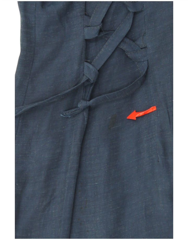 Vintage dame 4-knaps kortærmet blazerjakke UK 12 Medium Navy Blue