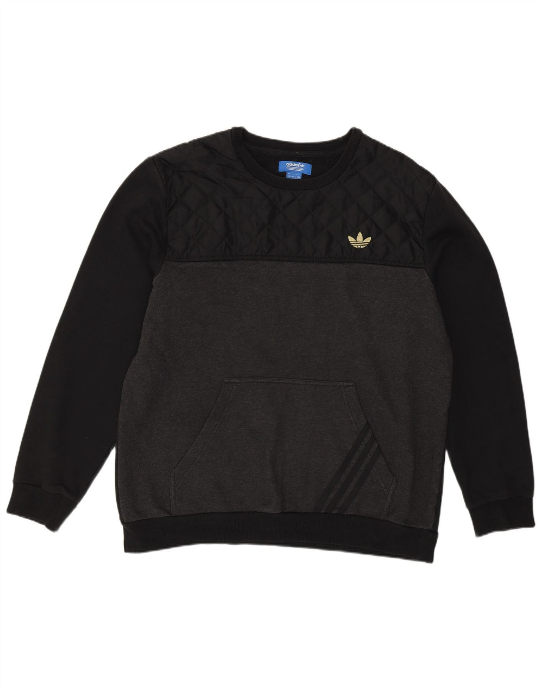 Adidas Herre Sweatshirt Jumper Stor Sort Colourblock Bomuld
