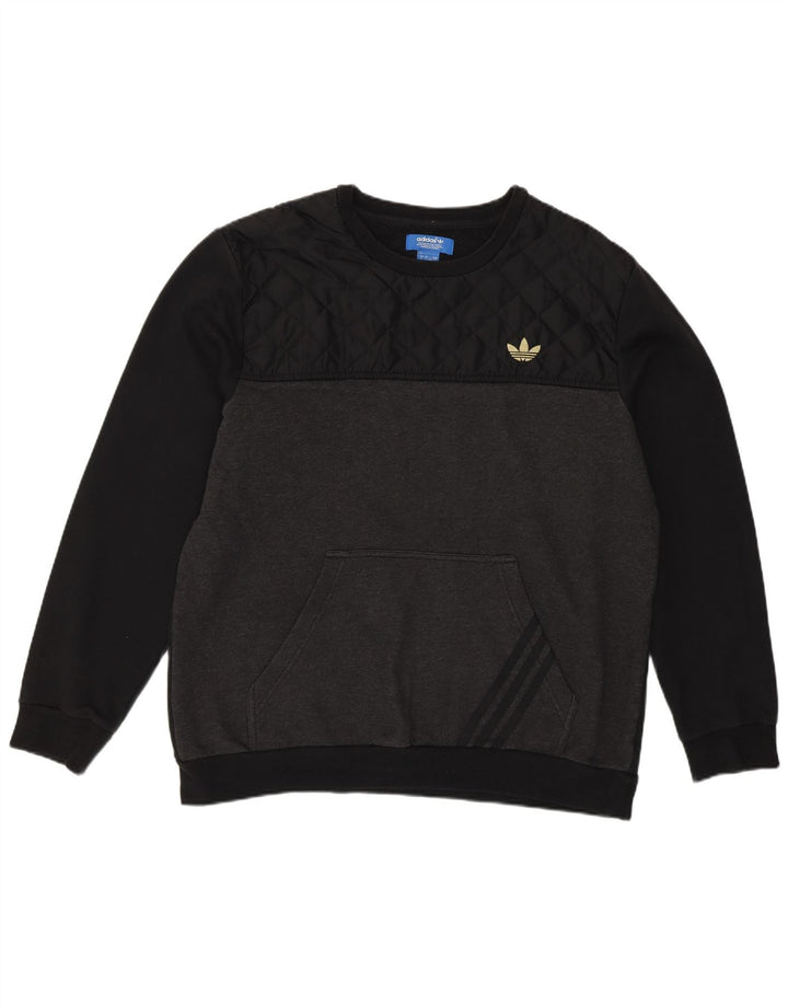Adidas Herre Sweatshirt Jumper Stor Sort Colourblock Bomuld