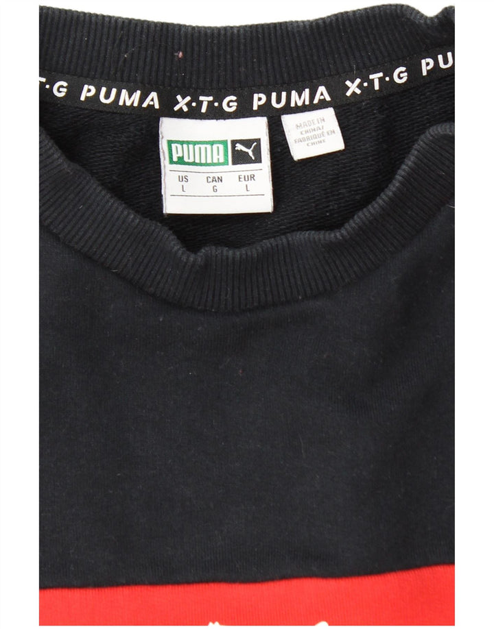 PUMA grafisk sweatshirt til mænd, stor rød farveblok bomuld