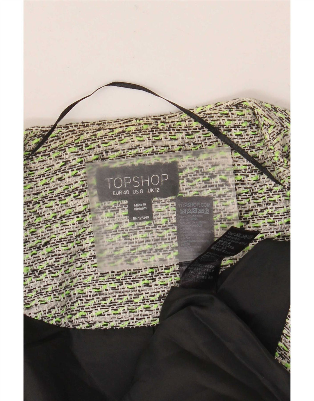 Topshop Womens Open Blazer Jacket UK 12 Medium Green Bomuld
