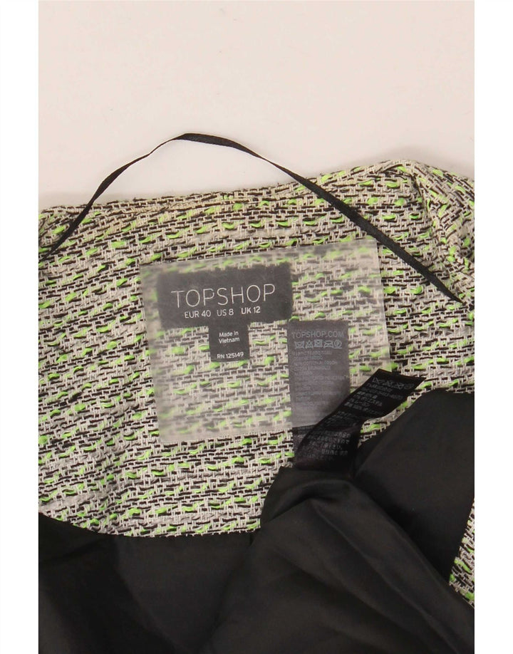 Topshop Womens Open Blazer Jacket UK 12 Medium Green Bomuld