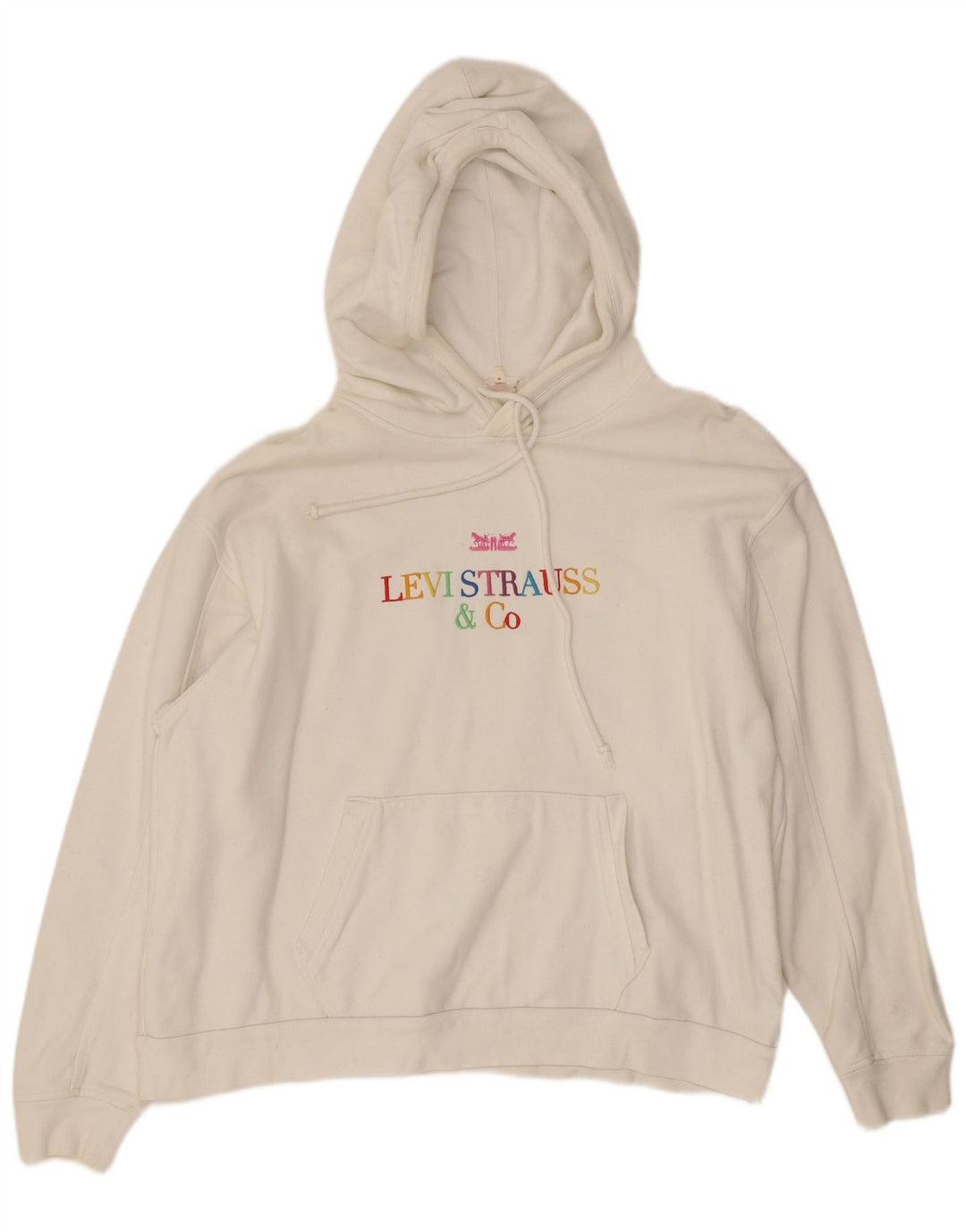 Levi's Grafisk Oversized Hoodie Jumper til kvinder UK 14 Medium White Bomuld
