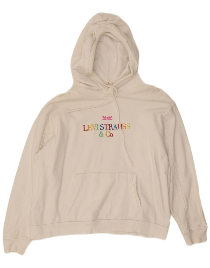 Levi's Grafisk Oversized Hoodie Jumper til kvinder UK 14 Medium White Bomuld
