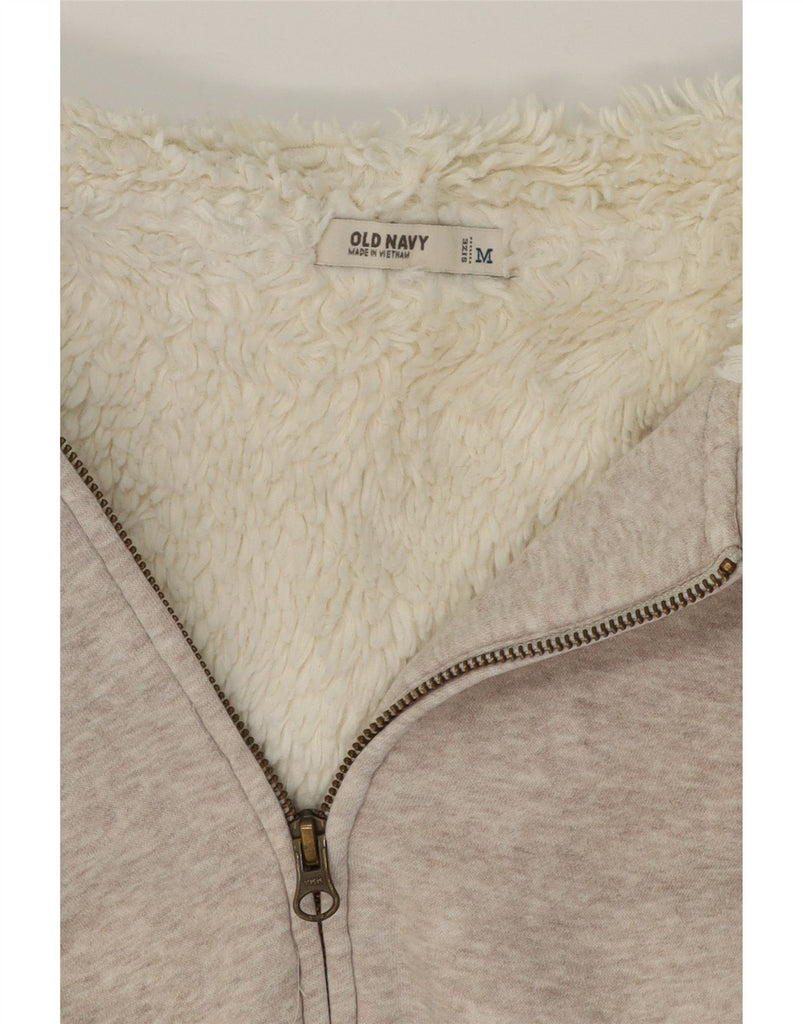 OLD NAVY Womens Zip Hoodie Sweater UK 14 Medium Grey Flecked Cotton Vintage Old Navy and Second-Hand Old Navy from Messina Hembry 