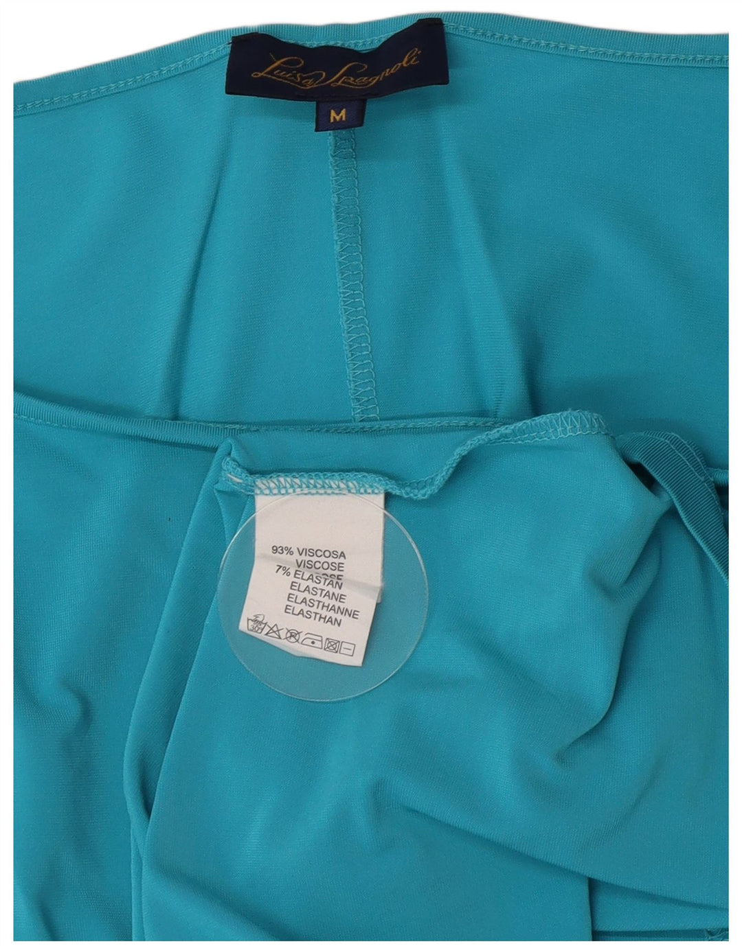 Luisa Spagnoli damebluse med 3/4 ærmer UK 12 Medium Blue Viscose