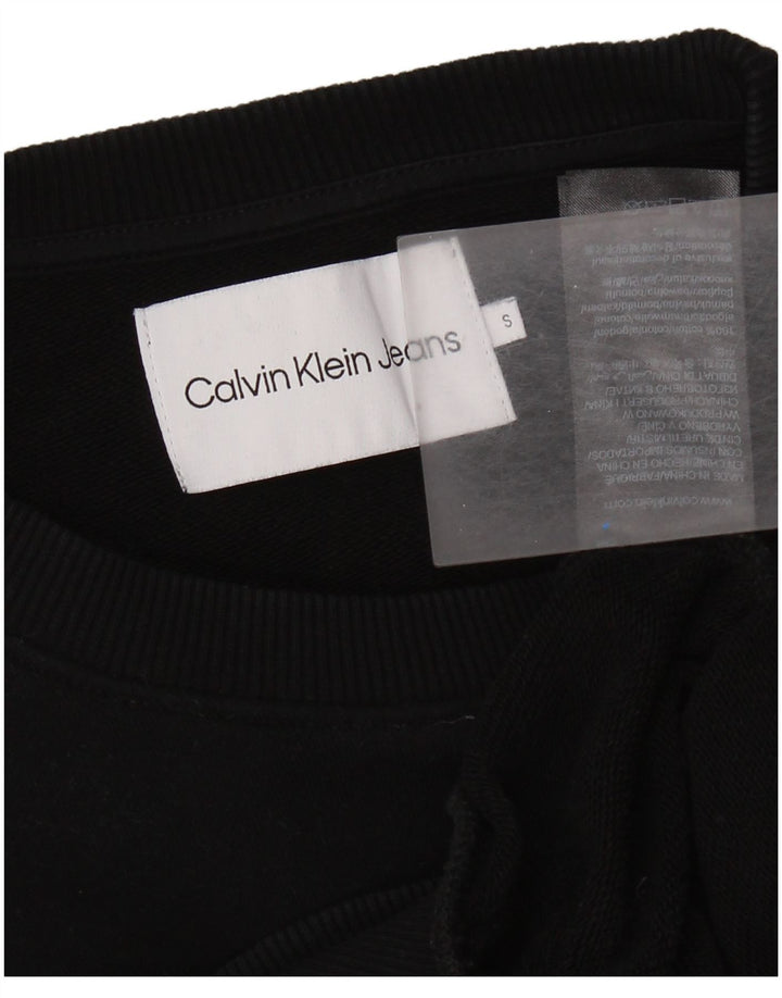 CALVIN KLEIN JEANS Dame Crop Sweatshirt Jumper UK 10 Small Black