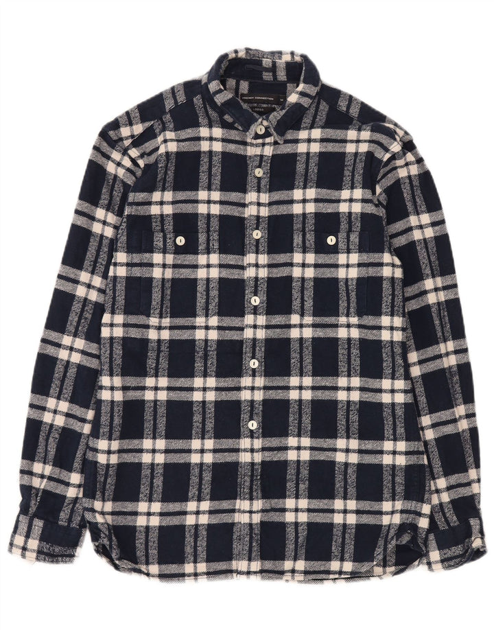 French Connection Herre Loose Fit Flannel Shirt Medium Navy Blue Check