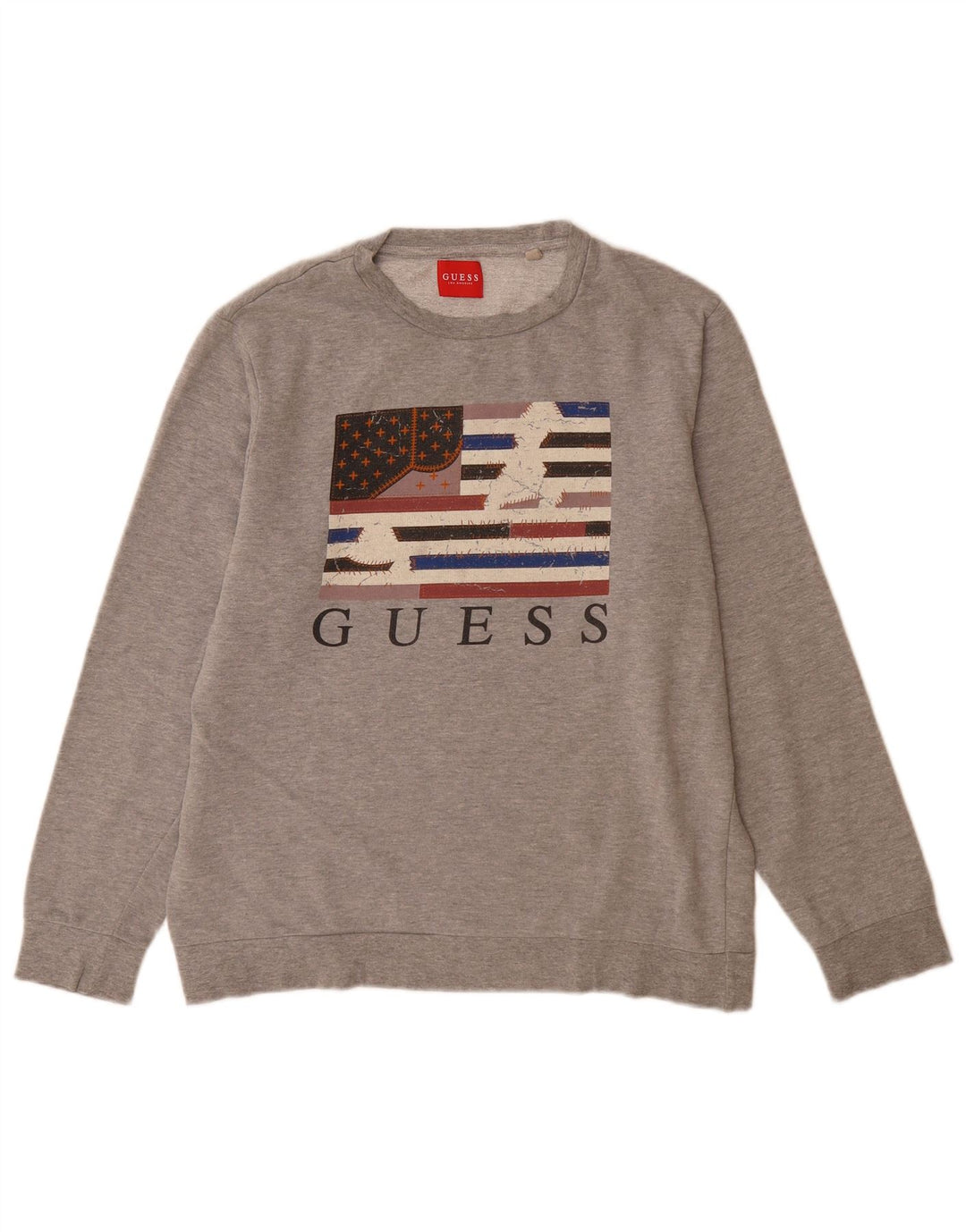 Guess Herre Grafisk Sweatshirt Jumper UK 40 Medium Grey Bomuld