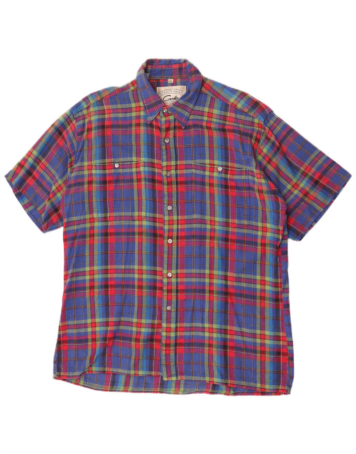 Carlo Comberti Herre kortærmet flannelskjorte str. 41/42 Large Blue Check