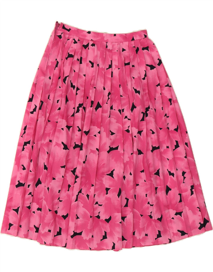 FRANKEN WALDER Womens Pleated Skirt IT 40 Small W27  Pink Floral Polyester Vintage Franken Walder and Second-Hand Franken Walder from Messina Hembry 