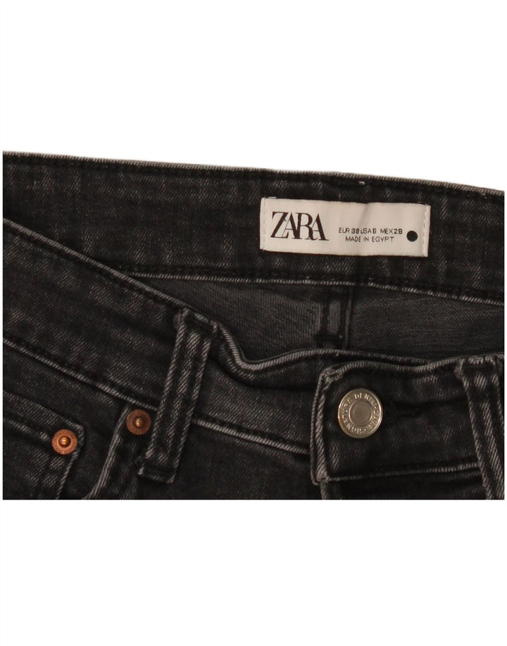 Zara Dame Højtaljede Flared Jeans EU 38 Small W28 L26 Sort