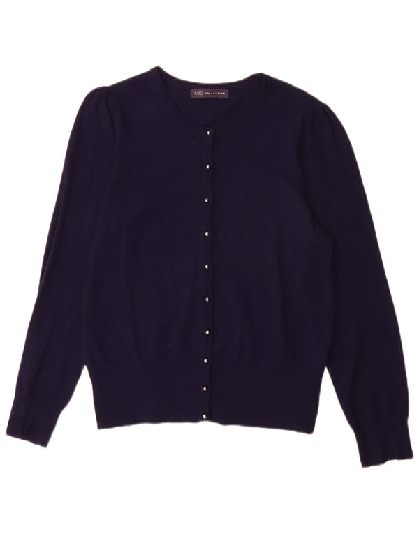 Marks & Spencer Dame Cardigan Sweater UK 14 Large Navy Blue Viscose
