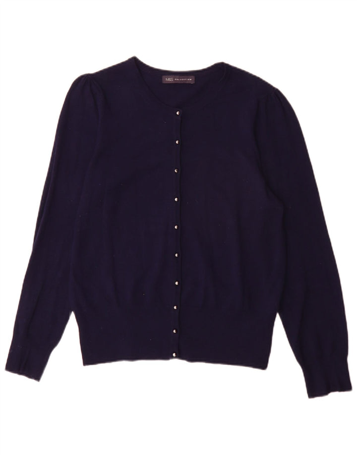 Marks & Spencer Dame Cardigan Sweater UK 14 Large Navy Blue Viscose