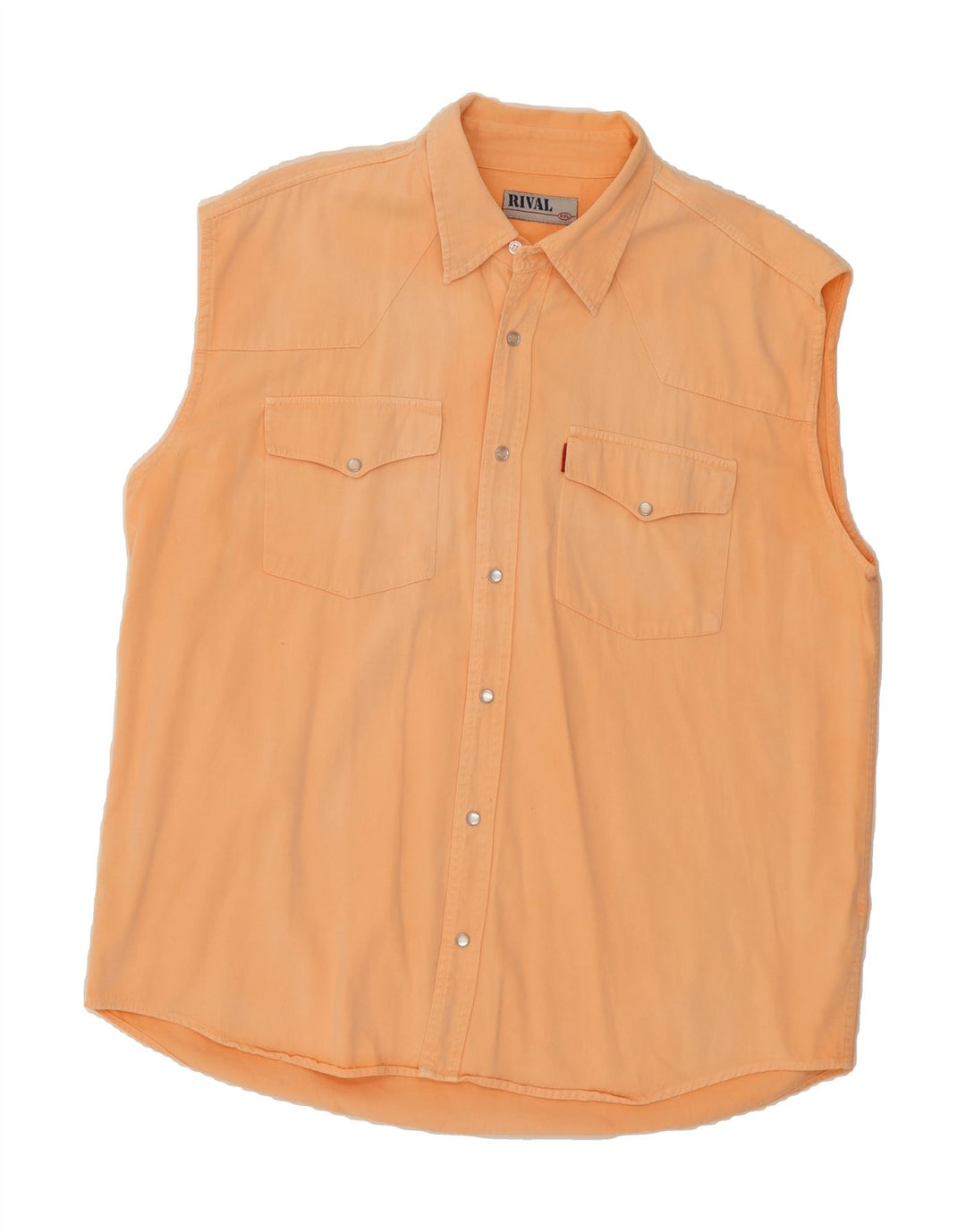 VINTAGE Mens Sleeveless Shirt 2XL Orange Vintage Vintage and Second-Hand Vintage from Messina Hembry 