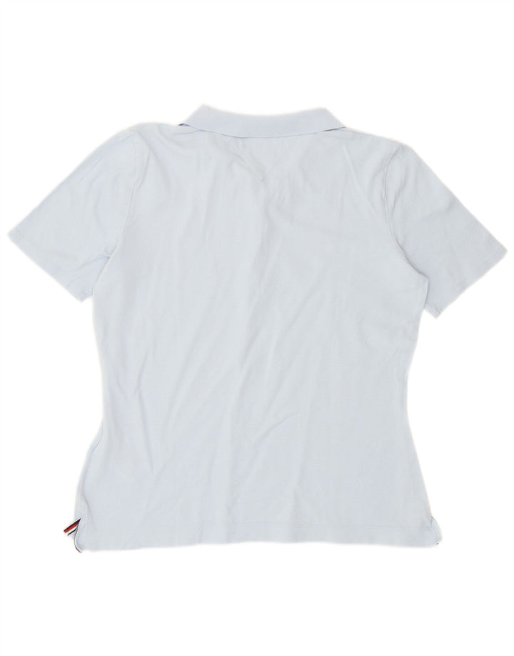 Tommy Hilfiger Dame Regular Fit Polo Shirt UK 14 Medium Blue Cotton