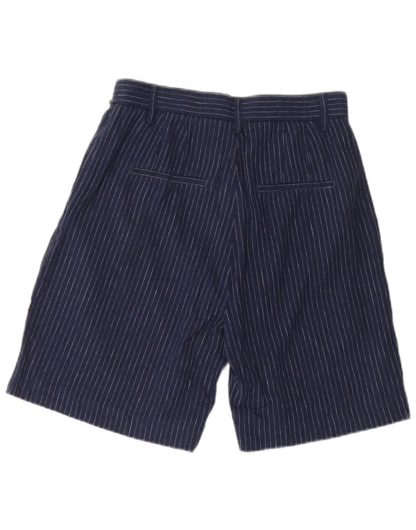 Carrera Kvinders Pegged Chino Shorts W29 Medium Navy Blue Pinstripe Linen
