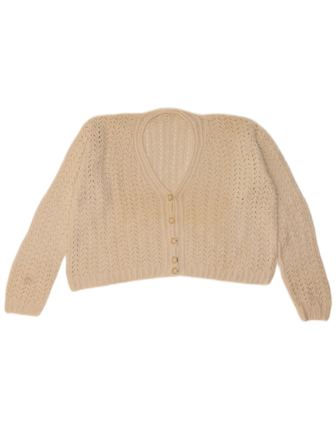 Vintage Dame Crop Cardigan Sweater UK 14 Medium White