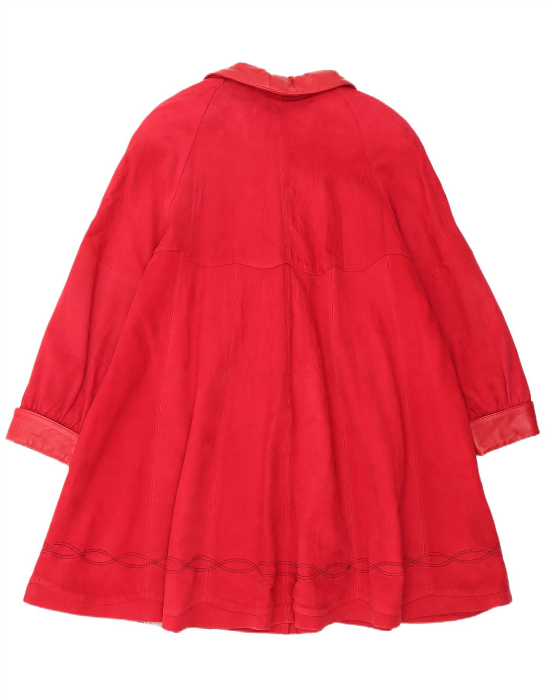 Vintage kvinders oversized ruskindsfrakke UK 14 Medium rødt læder