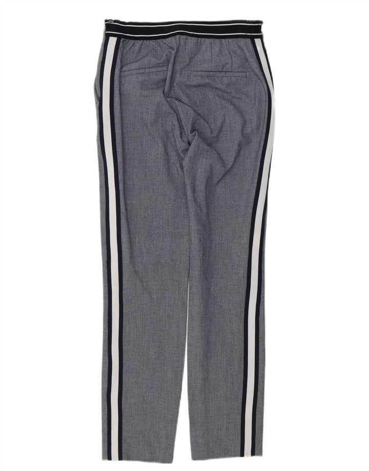 Zara Slim Chino-bukser til kvinder Small W26 L27 Gråstribet polyester