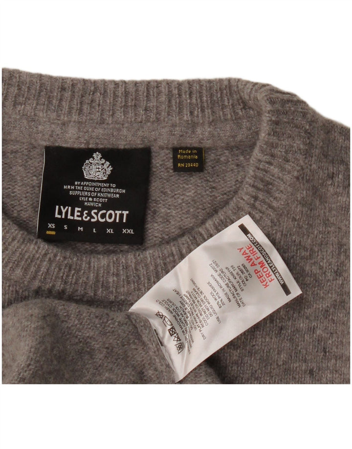 Lyle & Scott Herre sweater med rund hals XS grå uld