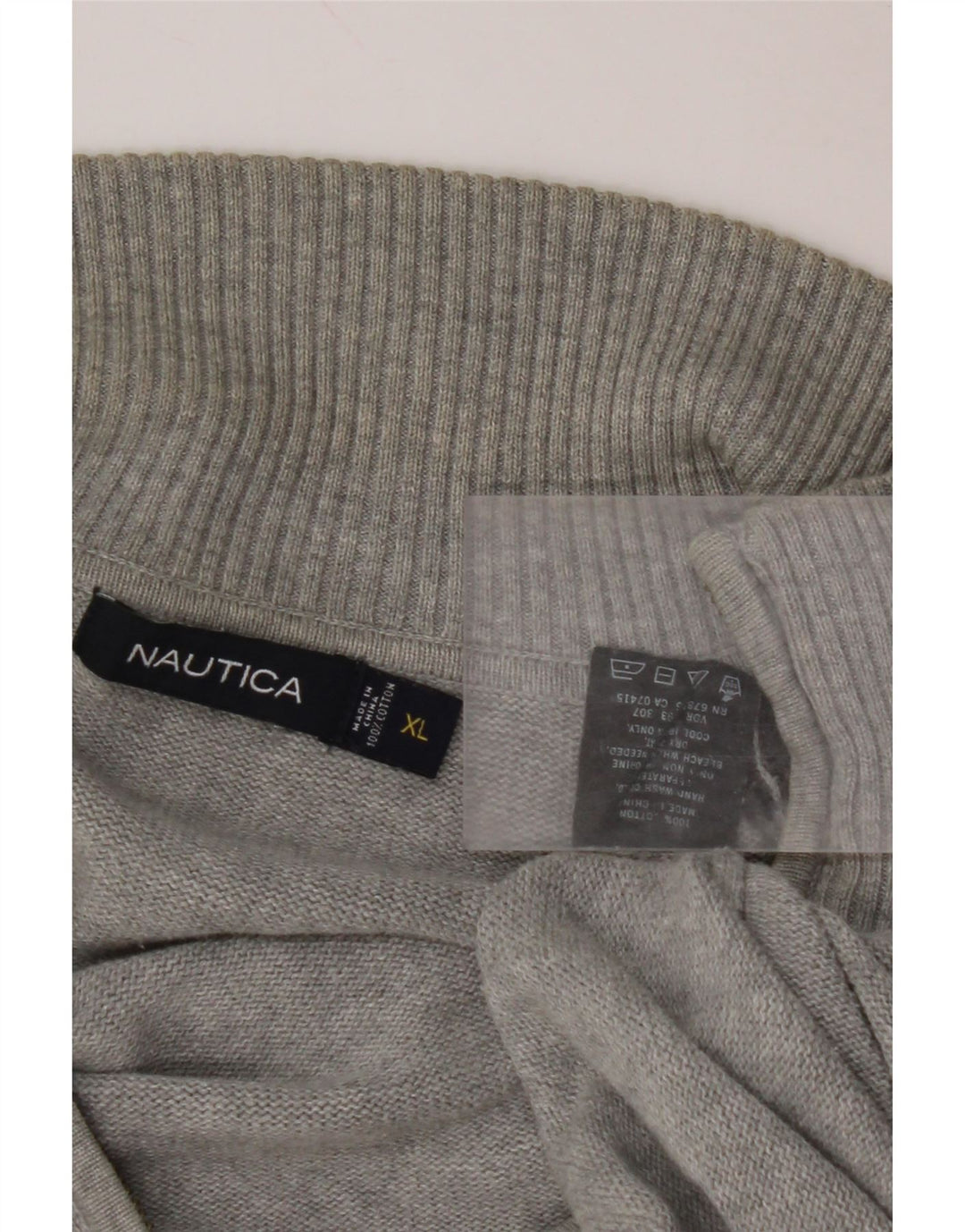 NAUTICA sweater med lynlås til mænd XL Grå Argyle/Diamond Bomuld