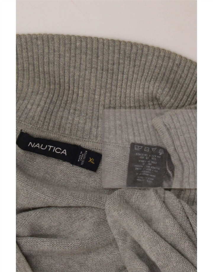 NAUTICA sweater med lynlås til mænd XL Grå Argyle/Diamond Bomuld
