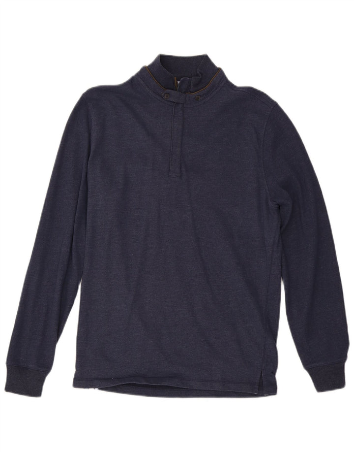 MASSIMO DUTTI Herre lynlås-hals Top Langærmet Medium Navy Blue Bomuld