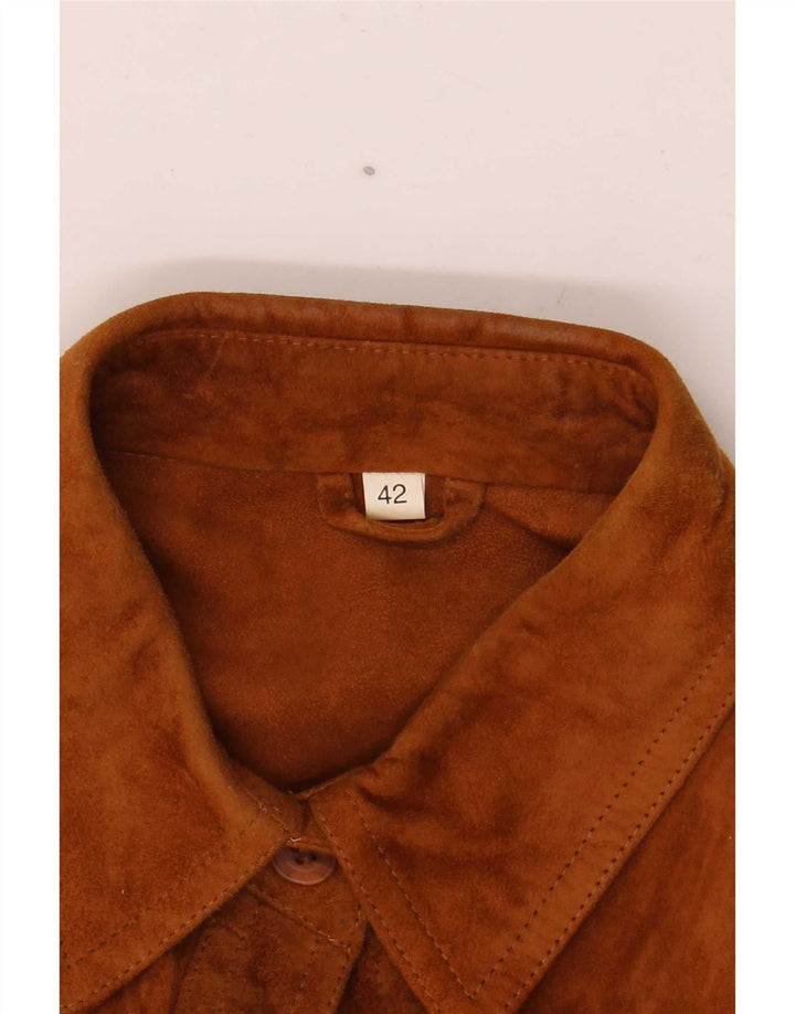 Vintage Dame Overshirt Ruskind Skjorte IT 42 Medium Brun