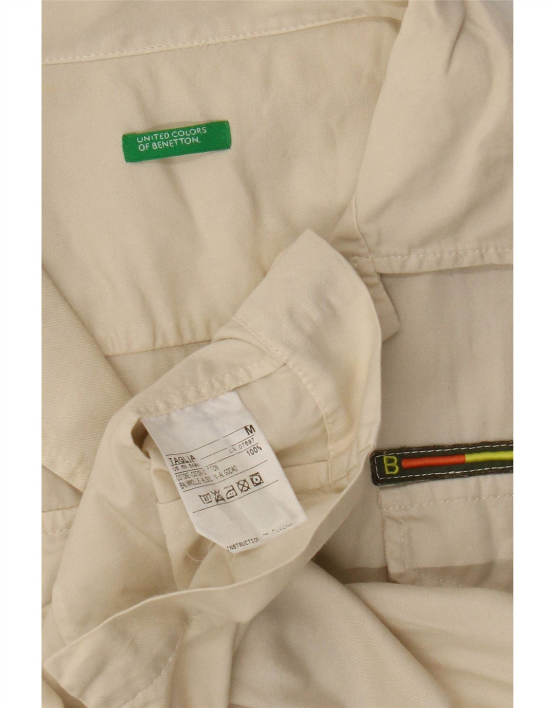 Benetton kortærmet skjorte til kvinder UK 12 Medium Beige Bomuld