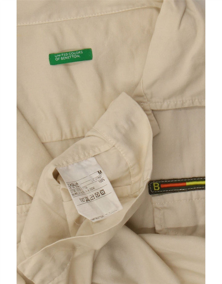 Benetton kortærmet skjorte til kvinder UK 12 Medium Beige Bomuld