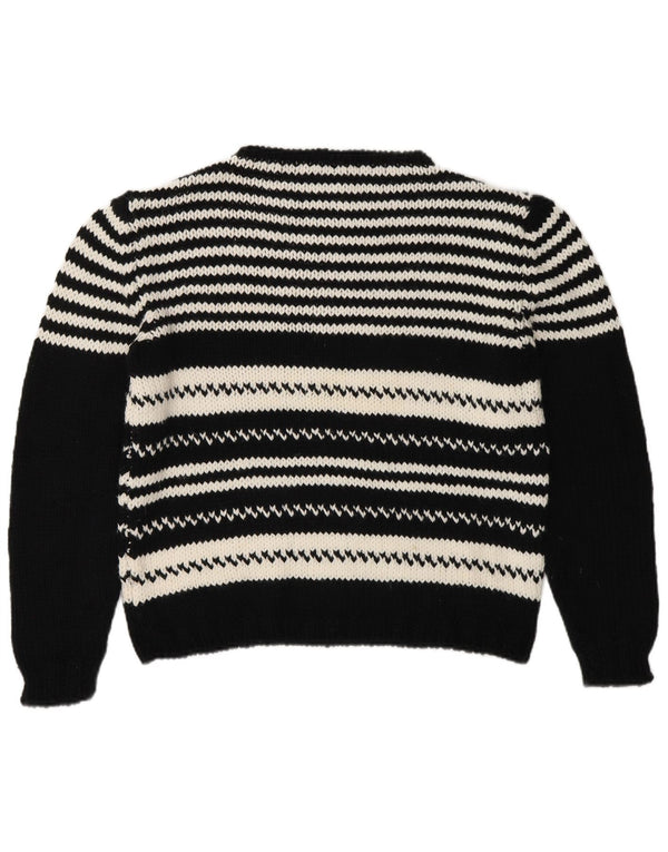 Vintage Dame Turtle Neck Jumper Sweater UK 14 Medium Sort Stribet
