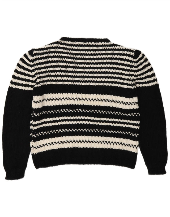 Vintage Dame Turtle Neck Jumper Sweater UK 14 Medium Sort Stribet