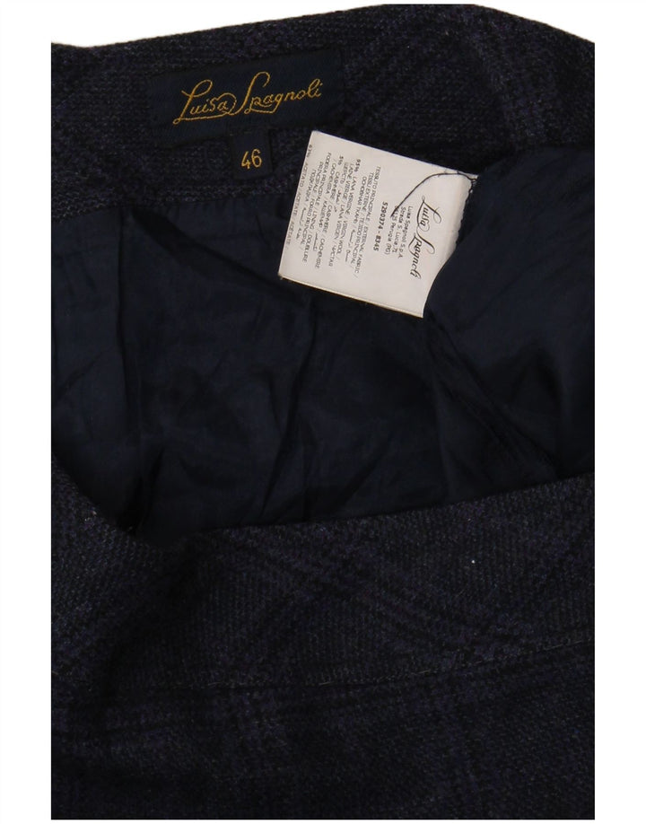 Luisa Spagnoli Dame Pencil Skirt IT 46 Large W36 Navy Blue Check