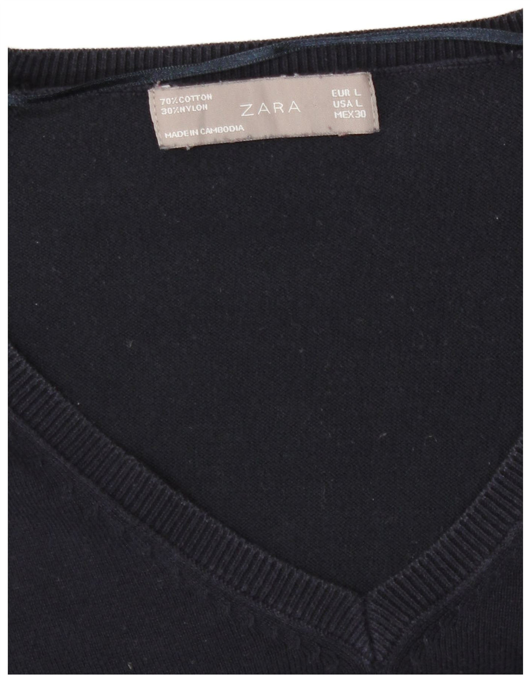 Zara Dame V-hals sweater UK 16 Large Navy Blue