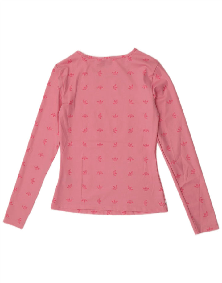 Adidas Dame Grafisk Top Langærmet UK 10 Lille Pink Polyester