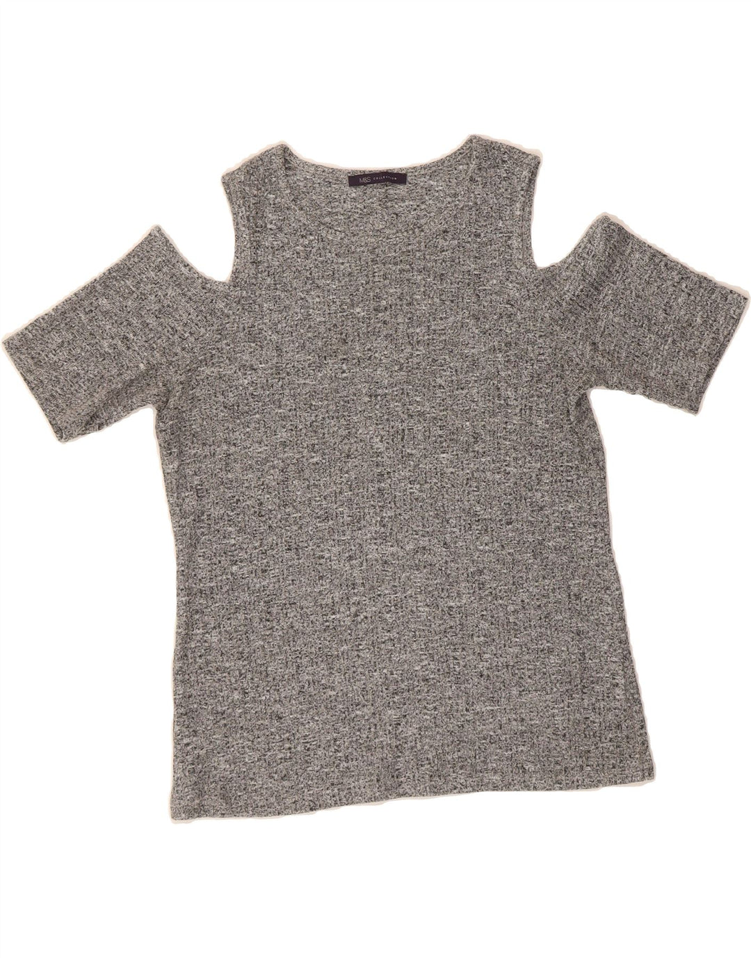 MARKS & SPENCER Womens Off Shoulder Knit Blouse Top UK 16 Large Grey Vintage Marks & Spencer and Second-Hand Marks & Spencer from Messina Hembry 