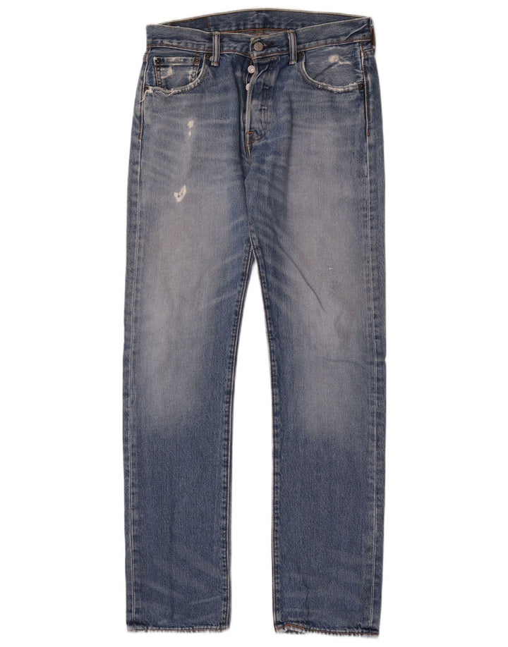 Levi's Men Distressed Straight Jeans W30 L34 Blå Bomuld
