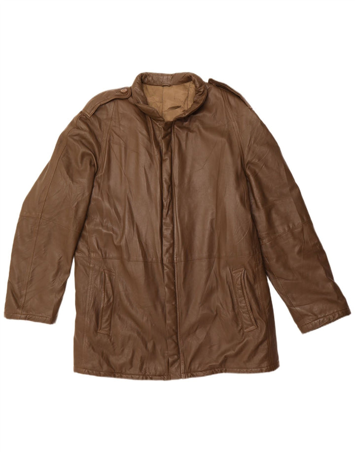 Vintage Herre Military Læderjakke UK 42 XL Khaki Læder