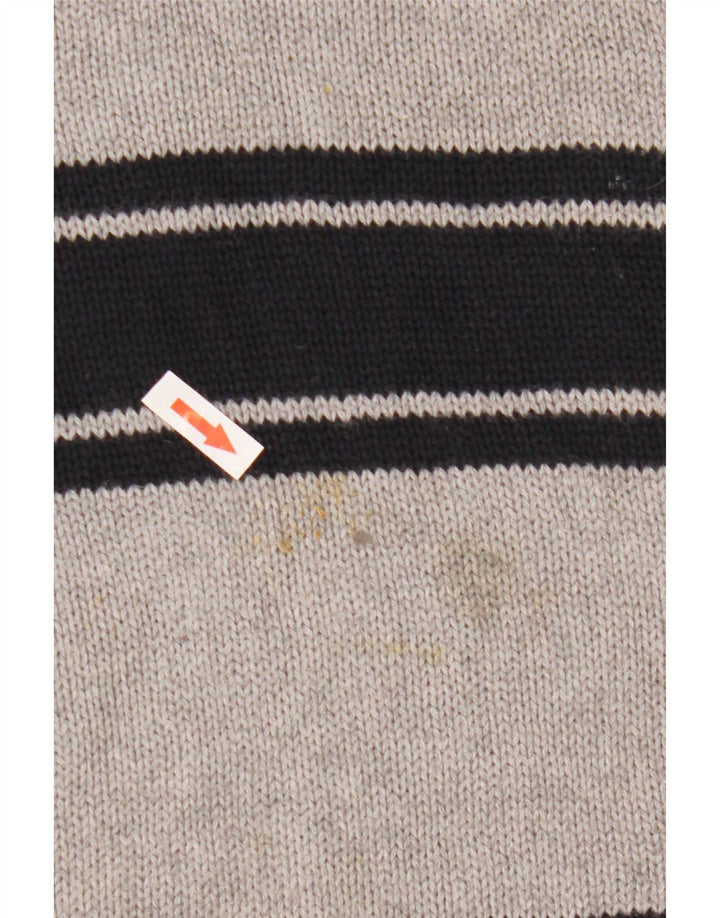 Chaps Herre rund hals sweater XL grå stribet bomuld