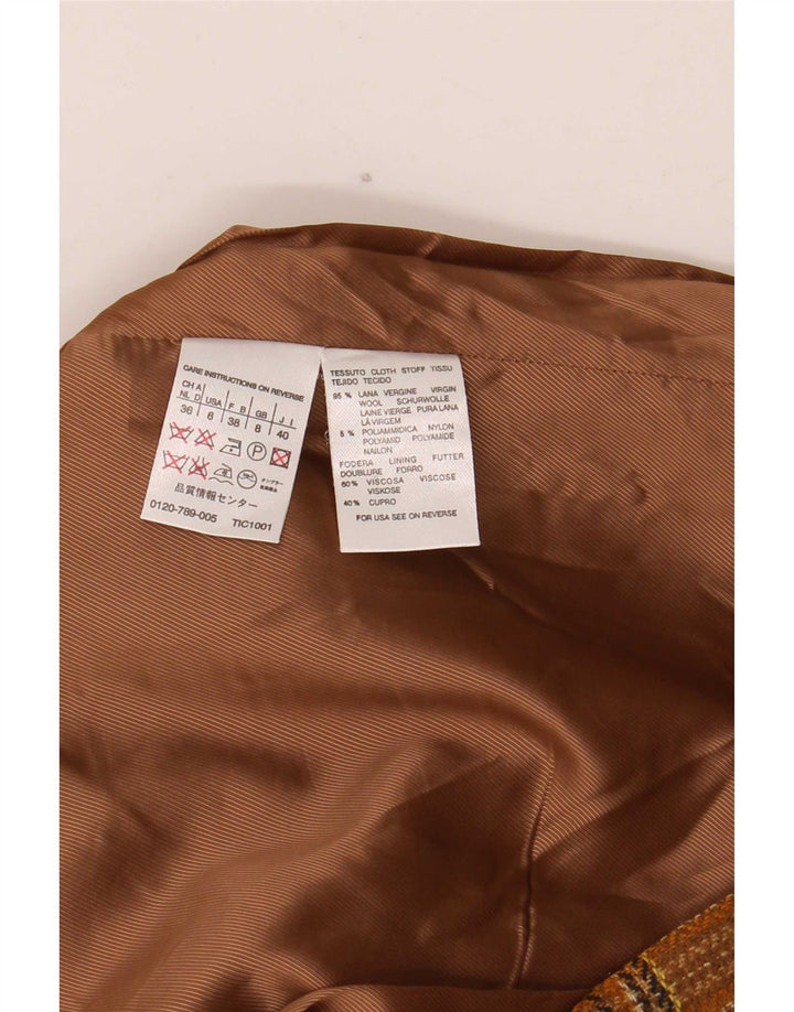 Max Mara Dame Weekend 2 Button Blazer Jacket UK 8 Small Brown Check Wool
