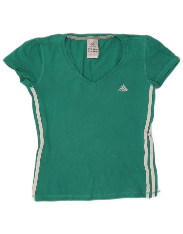 Adidas Dame T-Shirt Top UK 12 Medium Grøn Bomuld